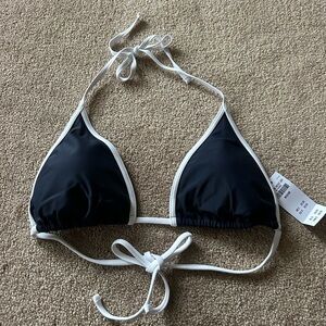 NWT Hollister navy and White Triangle Bikini Top